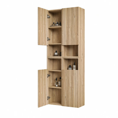 Ensemble d'armoire latérale flottante pour salle de bain 4 pièces, armoire de rangement murale pour petit espace