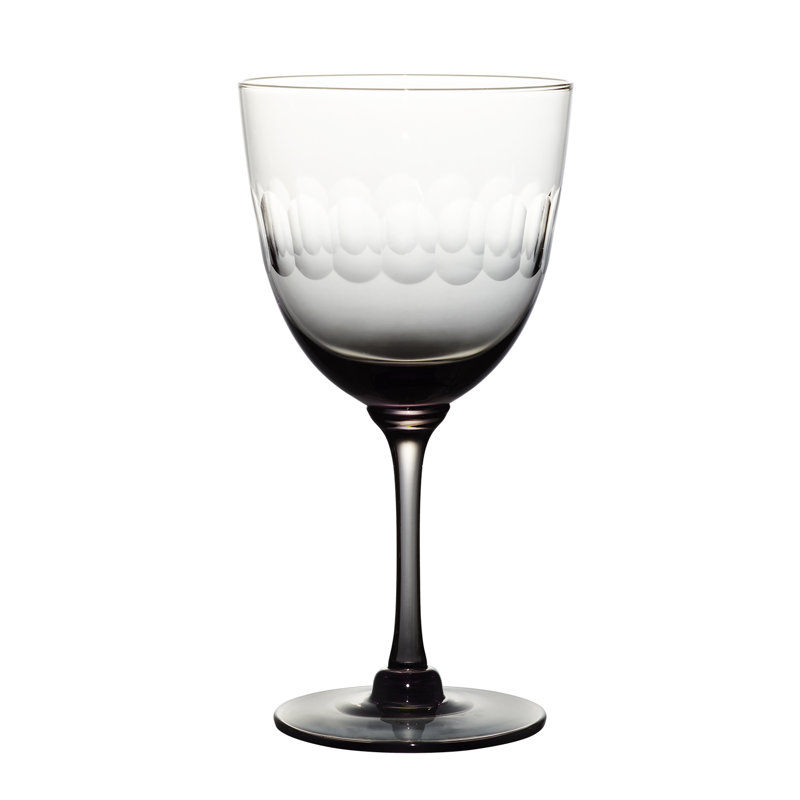 Handmade Crystal Wine Glass, Clear/Black
