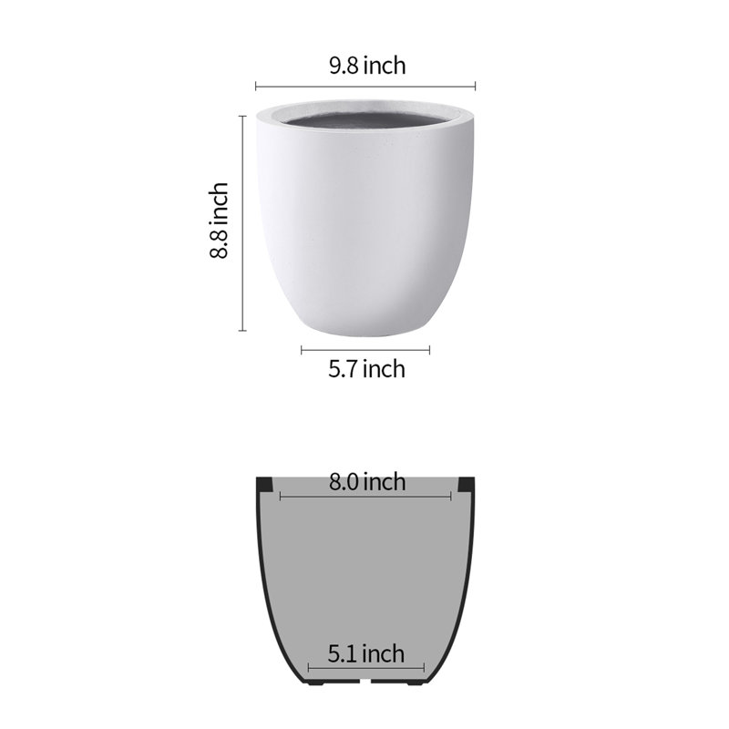 Karola Pot Planter, White, 9" H x 10" W x 10" D