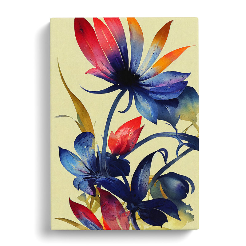 Exquisite Watercolour Flowers No.6 - Wrapped Canvas Print, 50cm H x 35cm W x 3cm D