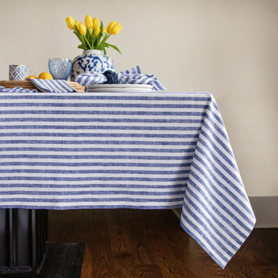 Amalfi Stripe - 100% Pure Linen Tablecloth