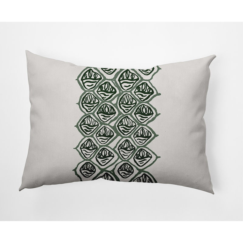 Geometric Reversible Throw Pillow, 14" x 20", Dark Green