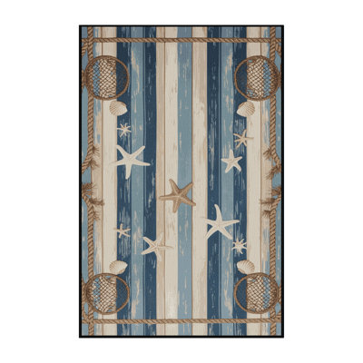 Washable Beach Bungalow Coastal Area Rug