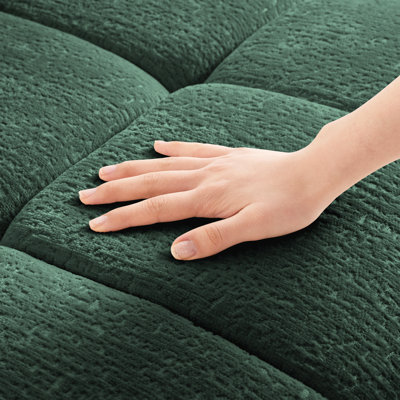 Repose-pieds rembourré en tissu vert chenille