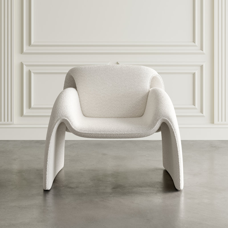 Cervando Upholstered Armchair, Ivory Polyester
