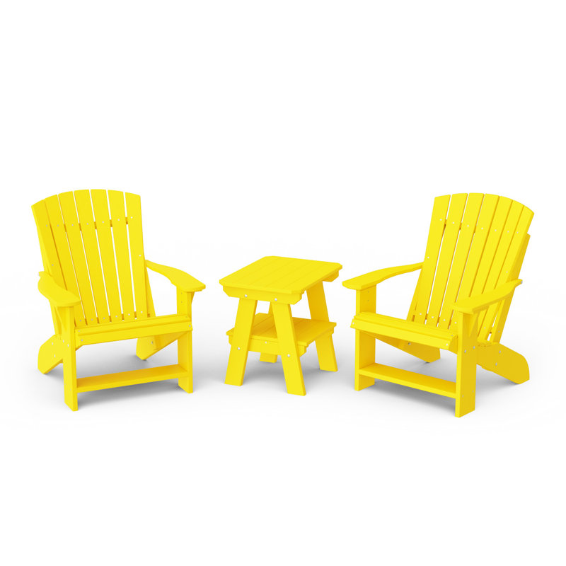 Ensemble de chaises 3 pièces Adirondack Heritage avec table d'appoint Heritage, Lemon Yellow