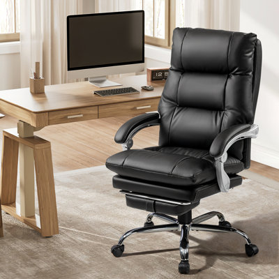 Massage Office Chair with 6-Point Back Massager, Heating Pad, Multi-Position Tilt (135°), Padded Flip-Up Arms, and Extendable Footrest – Comfort Desk Chair for Work, Reading, or Relaxation