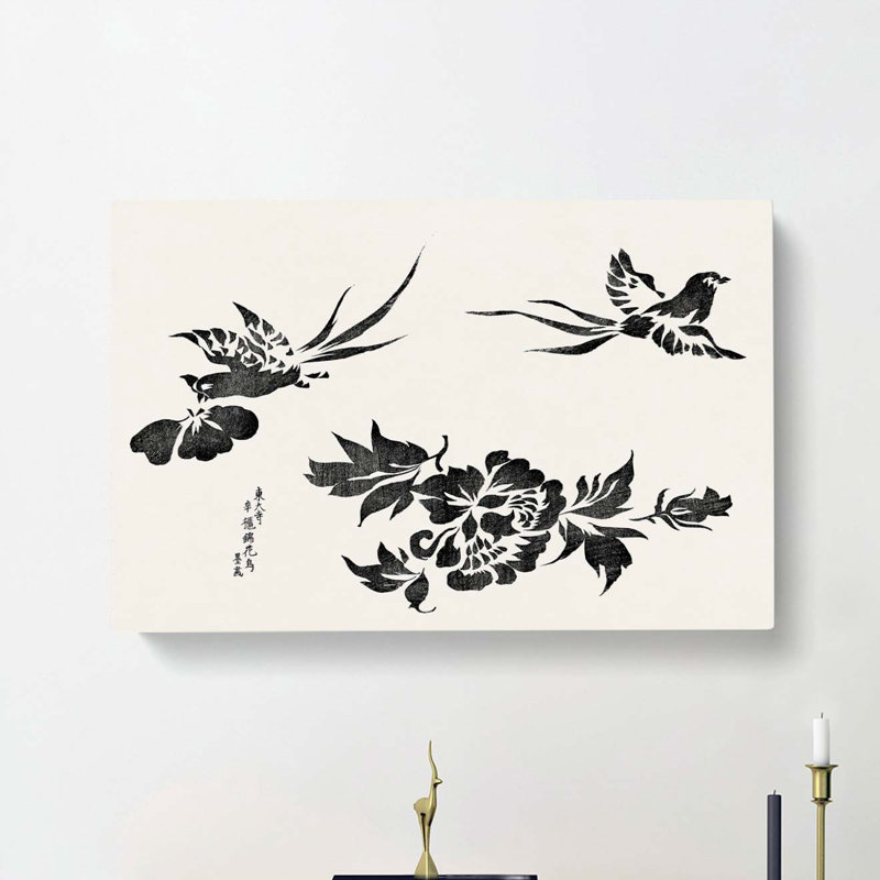 Pheasants & Flowers by Taguchi Tomoki - Wrapped Canvas Print, 35cm H x 50cm W x 3cm D