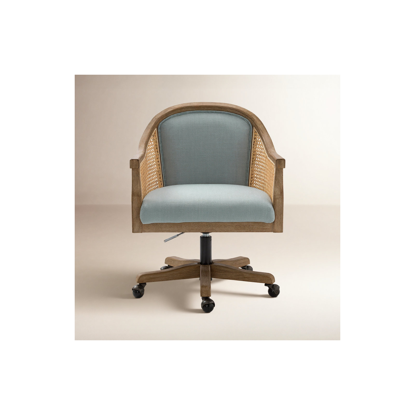 Ackeron Solid Wood Home Office Task Chair, Blue Canvas