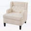 Chaise d'appoint rembourrée gris clair avec design capitonné pour le salon et la chambre à coucher, construction ergonomique et robuste-2129266832