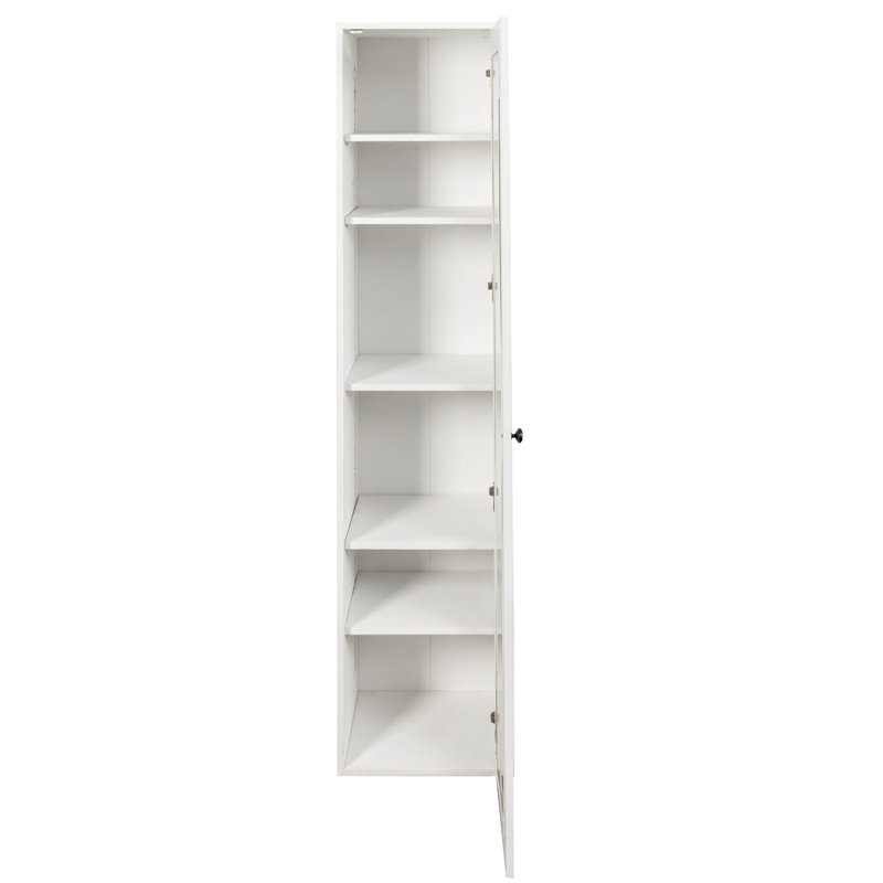 Tall Display Cabinet & Bookshelf Perfect For Living Room, Kitchen, Bedroom & Office - Storage Cabinet With 6 Storage Shelving & 1 Glass Door