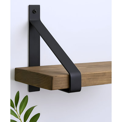 8" Set Of Two Black Metal Wall Mounted Shelf Brackets