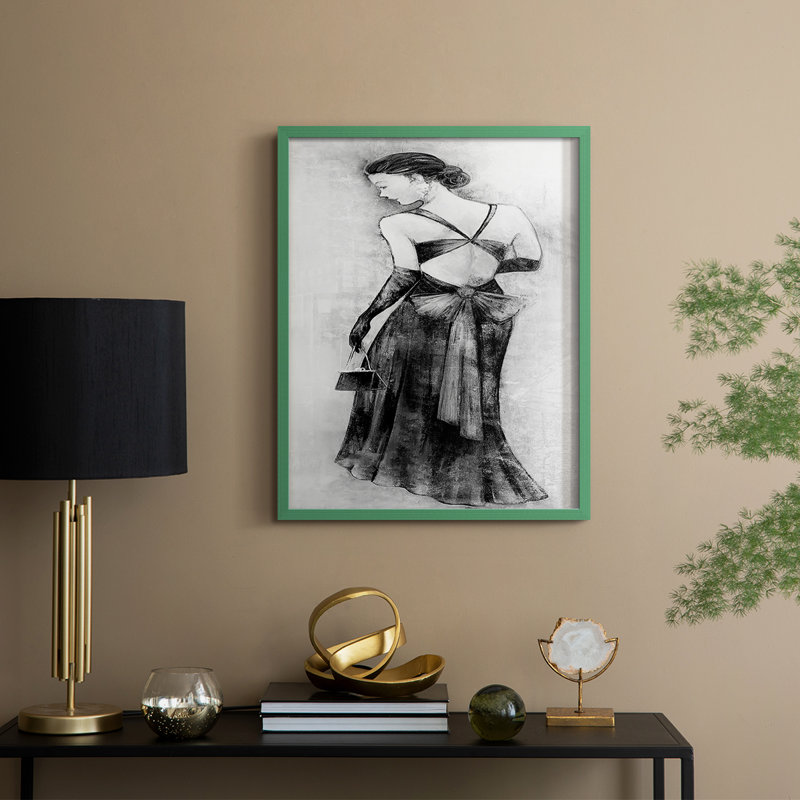 Reproduction encadrée sophistiquée du soir II - bois massif, H 21 po x l 17 po, Vert