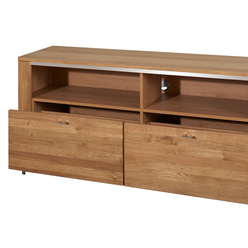 Sledmere Manufactured + Solid Oak Wood 2-Drawer TV Unit for TVs up to 70"