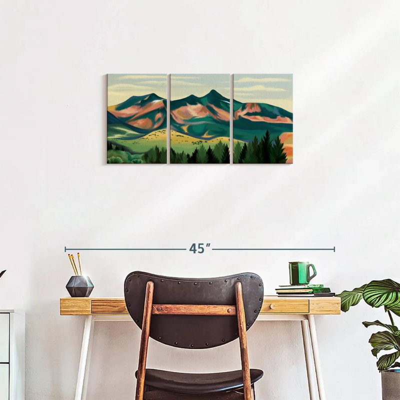 " Mountain " 3 - Pieces, 15" H x 32" W x 1.25" D