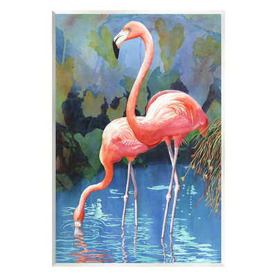 Flamants roses dans un étang luxuriant, art mural par Christine Reichow