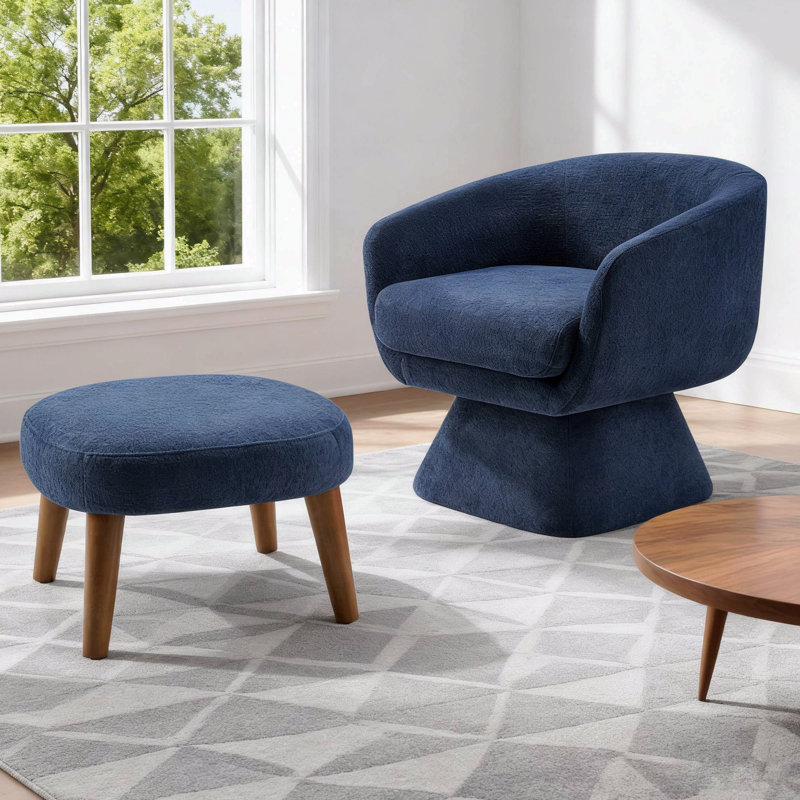 Lazy Chair With Ottoman, Modern Style Lounge Style Accent Chair, Leisure Fabric Upholstered Sofa Chair Reading Style Accent Chair With Footrest For Small Space, Corner Chair