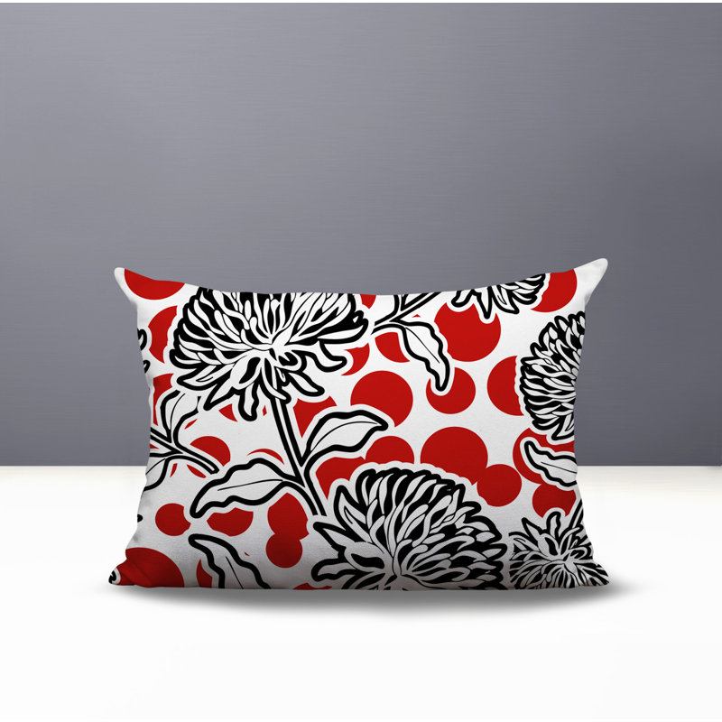 Oreiller rectangulaire réversible intérieur / extérieur Jae, Rectangle H 18 po x l 25 po, Rouge