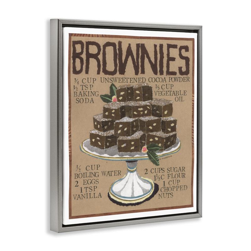 «Brownie Platter Recipe», art mural encadré flottant par Nancy Overton, Cadre flottant gris lustré, H 31 po x l 25 po