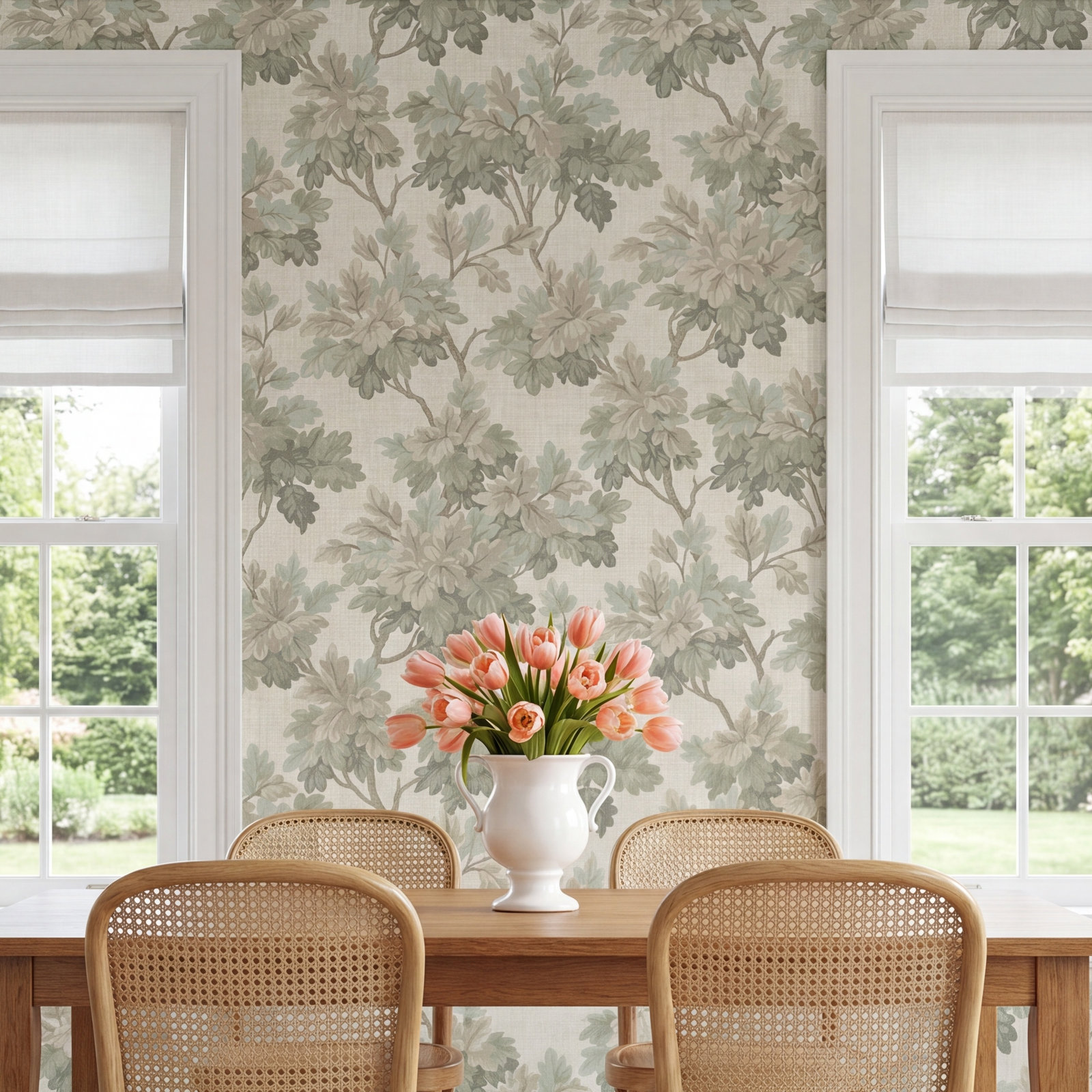 Oakcliff Stone Leaf Trail Wallpaper, Green
