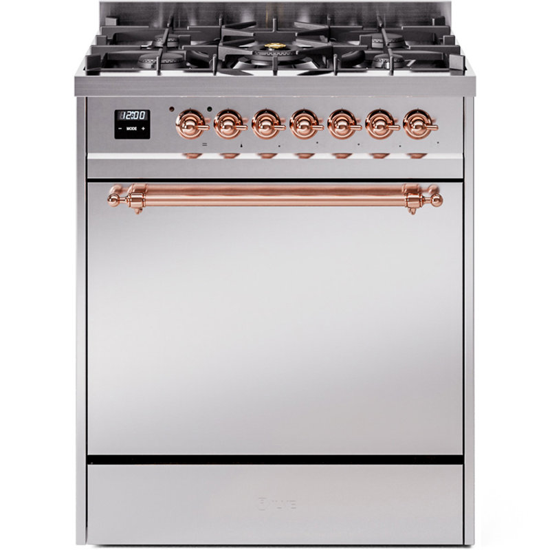Cuisinière à double carburant 30 po ILVE Nostalgie II, Propane liquide, Acier inoxydable / Cuivre