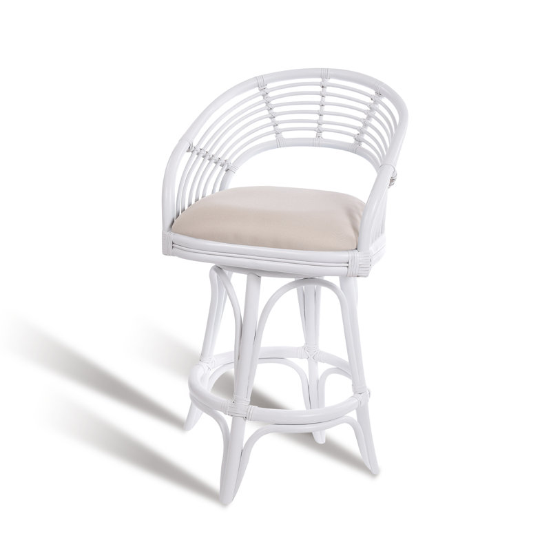 Danetra Swivel Stool, Light Tan/White Frame, Counter Stool (27" Seat Height)