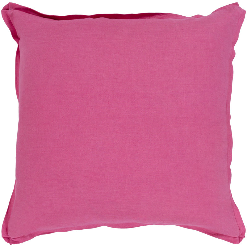 Solid Throw Pillow, 18" H x 18" W x 3.5" D, Bright Pink, Down Fill