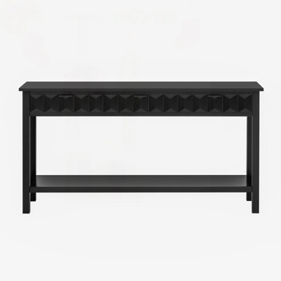 58.3" Fir Veneer Console Table with Honeycomb Drawers