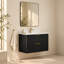 Ensemble de vanité suspendue noire de 76 cm avec lavabo intégré et miroir de salle de bain de 76 x 91 cm