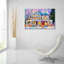 «Christmas House» par Richard Wallich, art mural en verre acrylique, 36 po x 24 po
