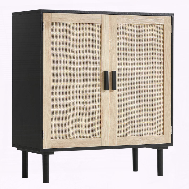 Armoire de rangement en rotin avec tablettes réglables
