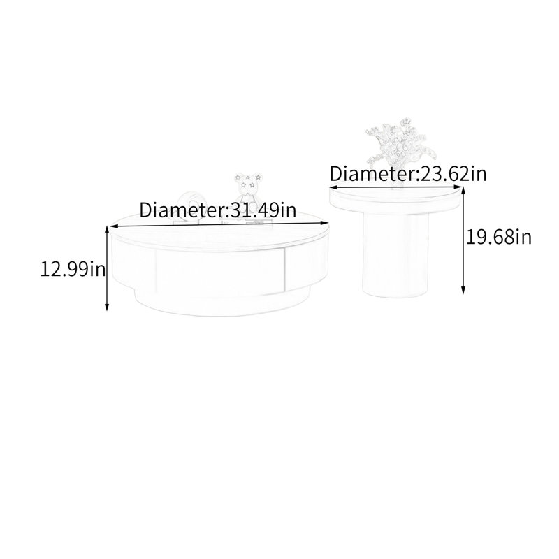 Obyrne, 12.99" H x 31.49" L x 31.49" W, Black/White
