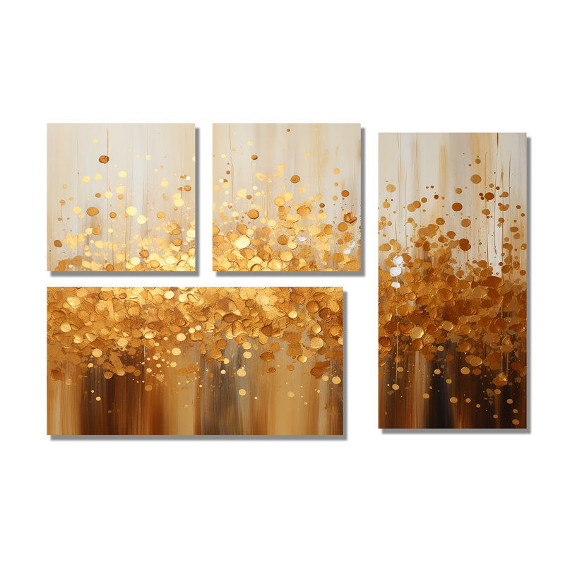 Golden Radiance II - ensemble d'art mural jaune de 4, Toile tendue, Ne s’applique pas