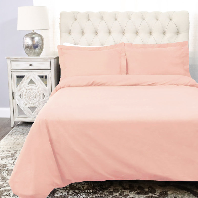 300-Thread Count 100% Cotton Percale Duvet Cover Set, King / California King Duvet Cover + 2 Shams, Blush
