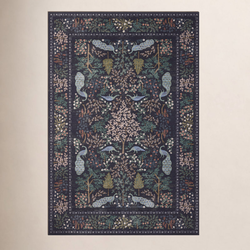 Tapis gris anthracite Rifle Paper Co. x Loloi, Rectangle 2 pi 3 po x 3 pi 9 po