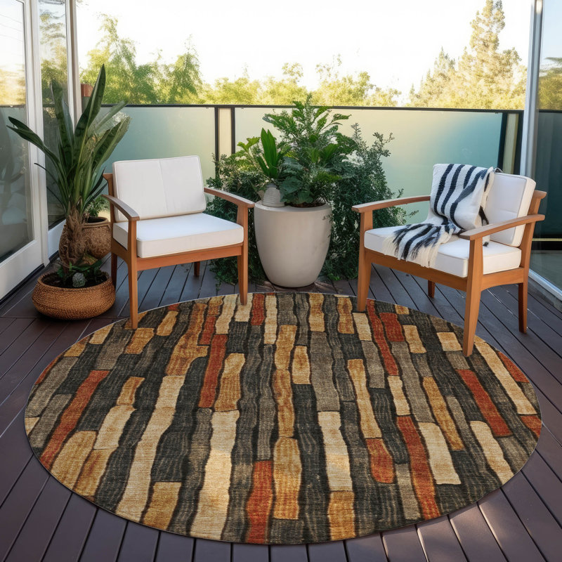 Tapis intérieur / extérieur brun Arganza, 8 pi x 8 pi