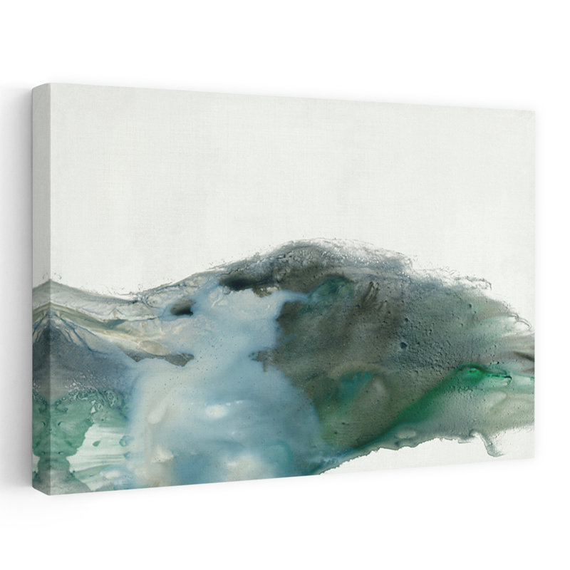 Blue Stream contemporain abstrait terre et paysage marin abstrait aquarelle mer, H 24 po x l 16 po