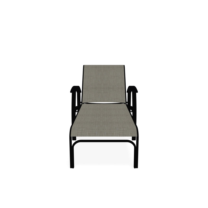 Belle Isle Sling Aluminum Frame Four Position Lay-flat Chaise With Marine Grade Polymer Arm Accent, Black, Ella