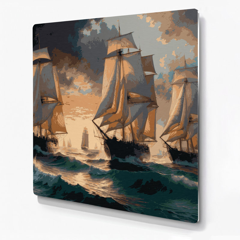 Voilier nautique gris, art mural en métal, H 8 po x l 8 po