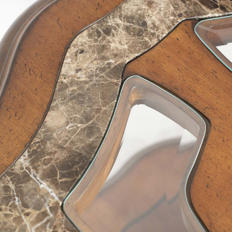 Table basse en bois et marbre Villa Valencia - Châtaignier classique