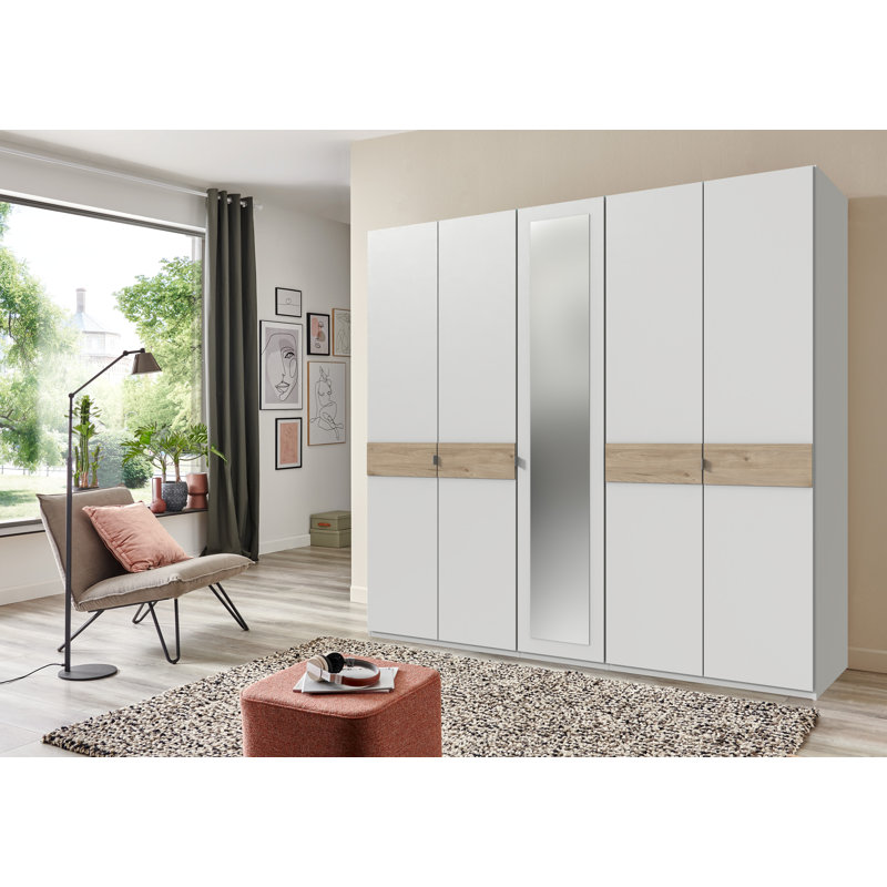 Nadilynn 5 Door Manufactured Wood Wardrobe, White/Brown