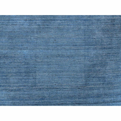 Tapis unique en laine noué à la main 10 pi One-of-a-Kind Tarelle bleu denim