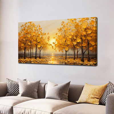 Décoration murale arbre jaune pour le salon, salle à manger, décoration murale 20 x 40 po