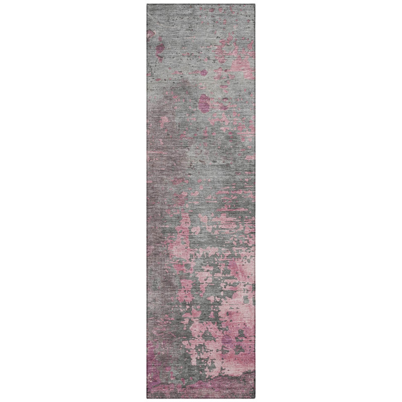 Elon Pink Washable Indoor-Outdoor Rug - , 2'3" x 7'6"
