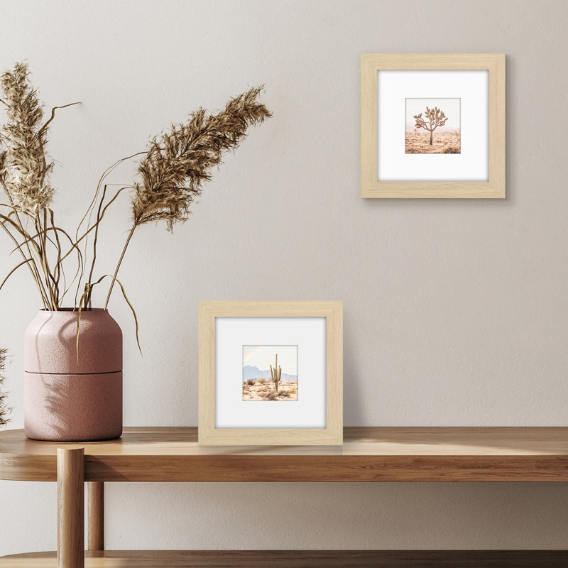 Natural Oak 8x8 Wide Molding Picture Frame with Mat