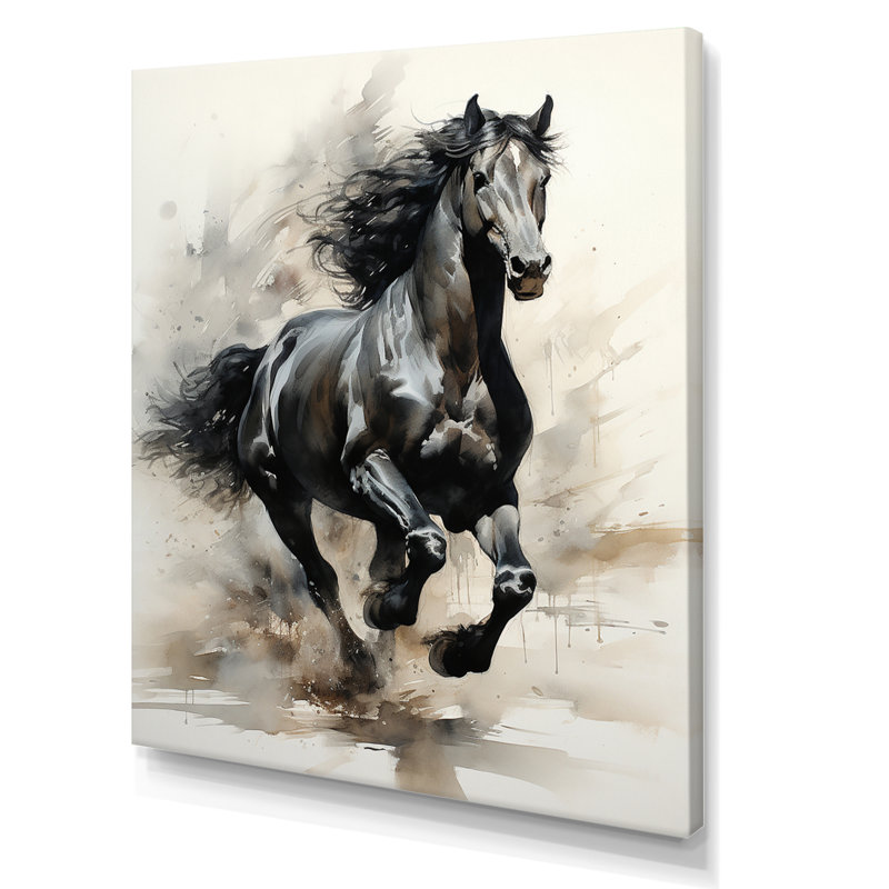 «Black Horse» - Impression, H 40 po x l 30 po x P 1,5 po, Toile tendue