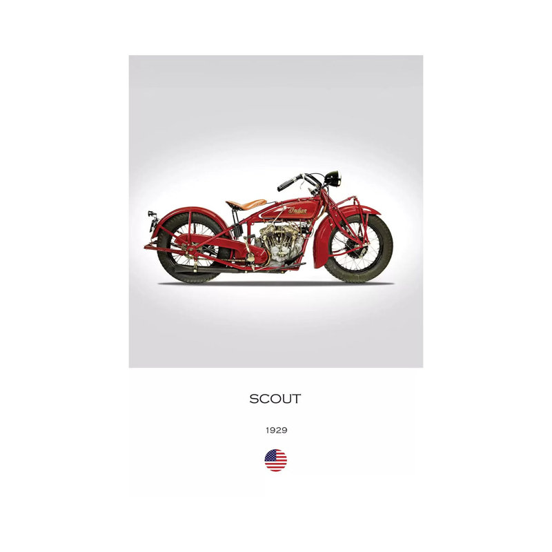 1929 Indian Scout 101 Motorcycle by Mark Rogan - Wrapped Canvas Print, 152.5 cm H x 101.5 cm W