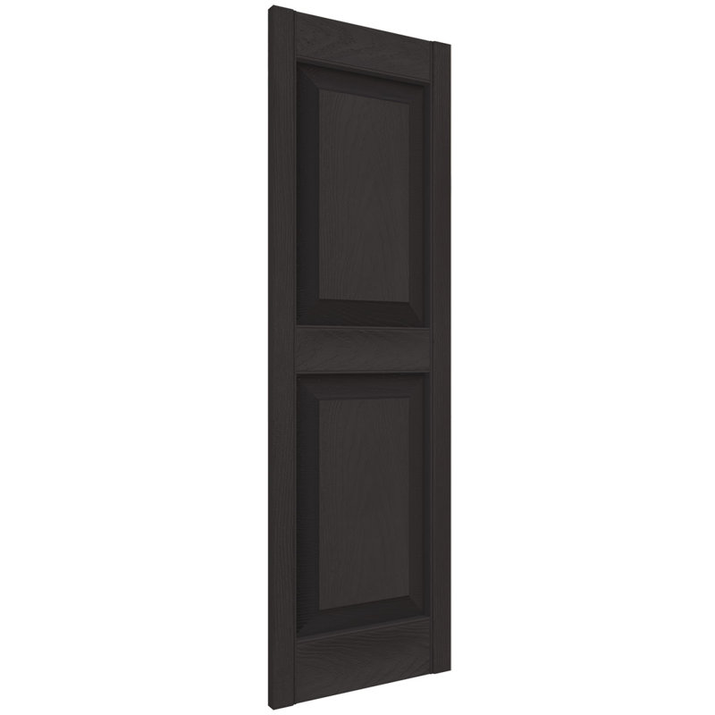 Mid America Open Louver Vinyl Shutters - 12x31 Inch Black Decorative Shutters (Pair)