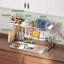 Séchoir à vaisselle ajustable en acier inoxydable à 2 niveaux pour un rangement et une organisation améliorés de la cuisine (26 po à 38 po)-114651265