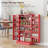 Red Kitchen Rack, 41", With 12 Door Shelves & Firm Storage Pantry Cabinet Double Doors Adjustable